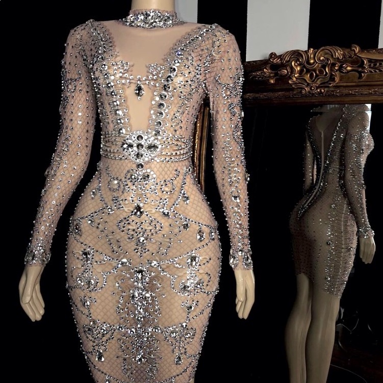 Silver  Nude Specially Designed Dress Size SM 26